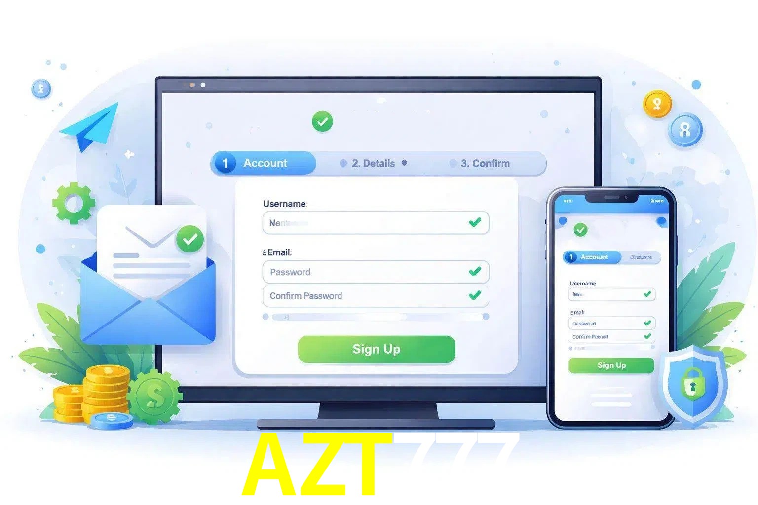 Registro de nuevo usuario y configuración de cuenta AZT777
