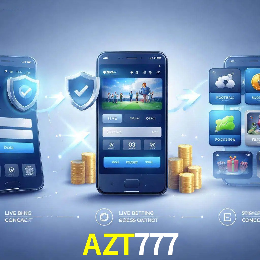 Pasos de acceso a la app AZT777 en pantalla de teléfono móvil