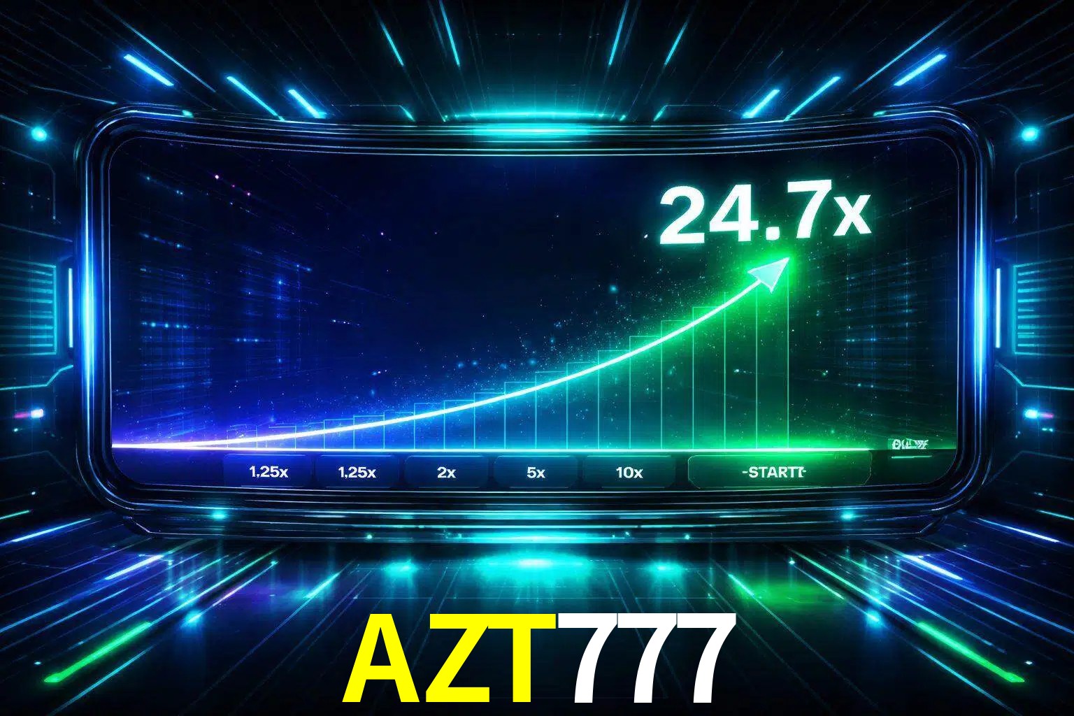 Una pantalla moderna de juego estilo crash con multiplicadores ascendentes, visuales de neón y una interfaz intensa enfocada en la acción.